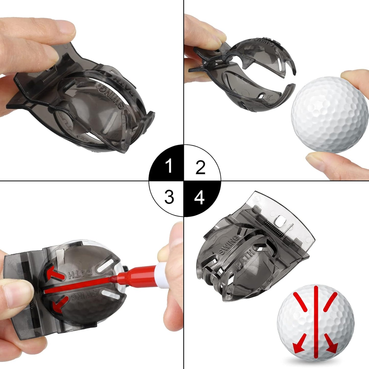 8 Pack Golf Ball Marker Liner Drawing Marker, 4 Golf Ball Marker Stencil and 4 Color Golf Ball Markers, Golf Ball Line Marker Tool, Golf Ball Alignment Marking Tool for the Golfer