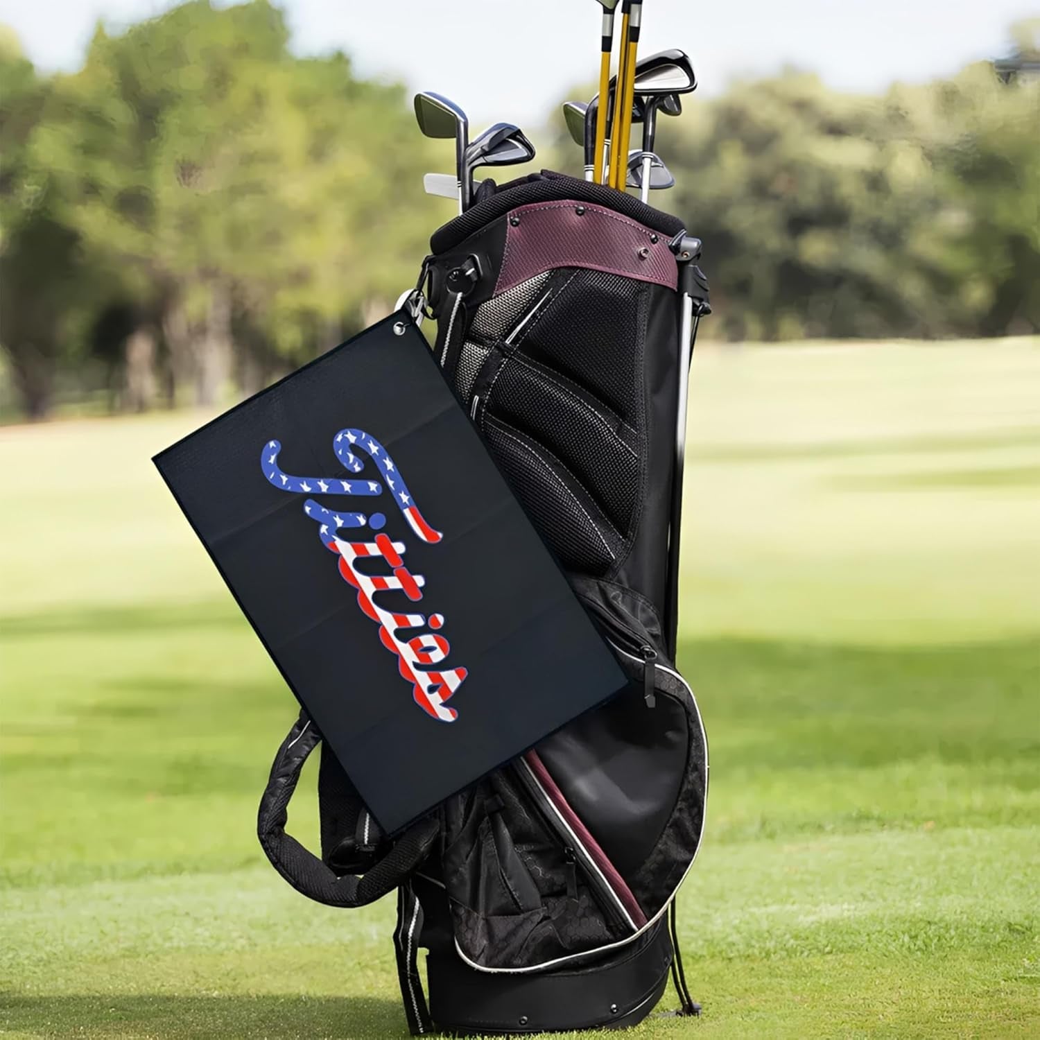 Titties Golf Towel – Funny Golf Towel for Bags, Funny Gift Microfiber Golf Bag Towel, USA Parody, Golf Accessories for Men, Bag Accessories