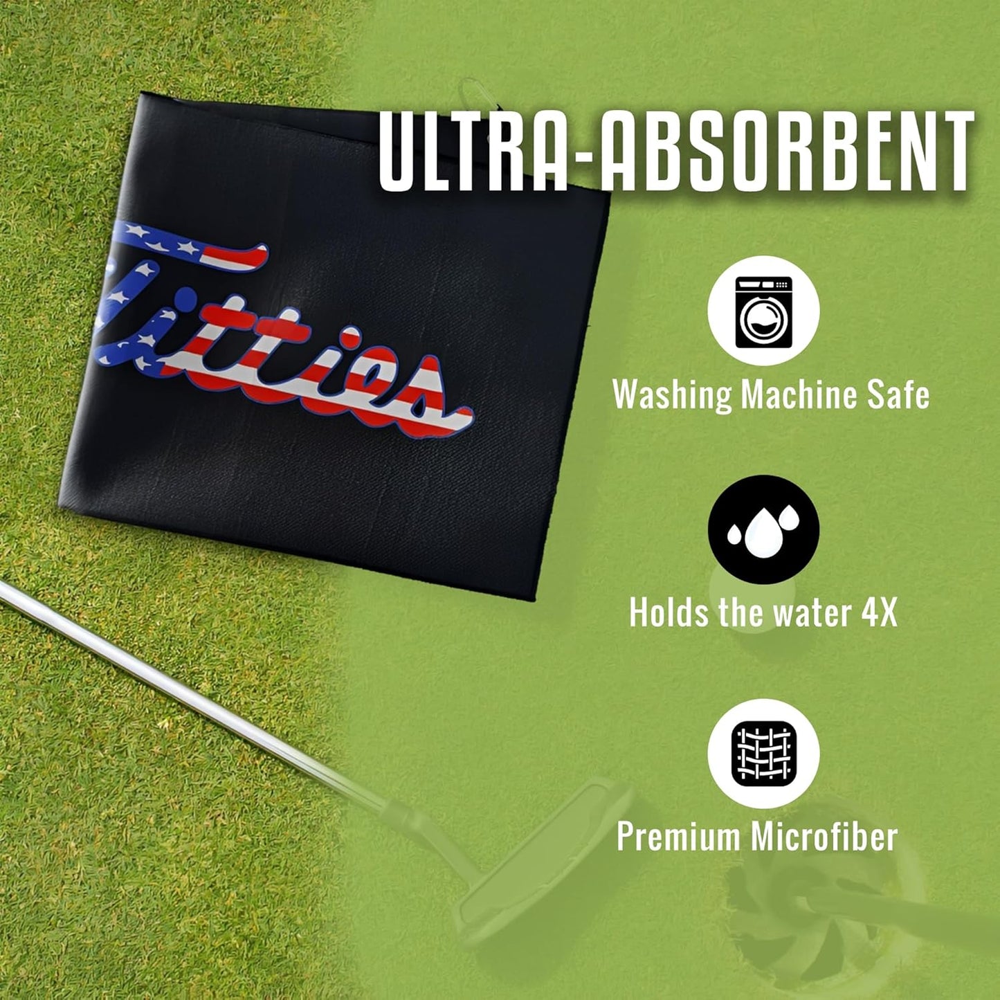 Titties Golf Towel – Funny Golf Towel for Bags, Funny Gift Microfiber Golf Bag Towel, USA Parody, Golf Accessories for Men, Bag Accessories