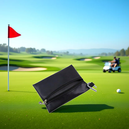 Black Mini Golf Tee Pouch Bag, Durable Golf Ball Tee Storage Bag Leather Golf Tees Pocket with Zipper, Golf Supplies Accessories, Golf Club Bag Accessories, Golf, Sports