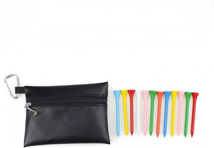 Black Mini Golf Tee Pouch Bag, Durable Golf Ball Tee Storage Bag Leather Golf Tees Pocket with Zipper, Golf Supplies Accessories, Golf Club Bag Accessories, Golf, Sports