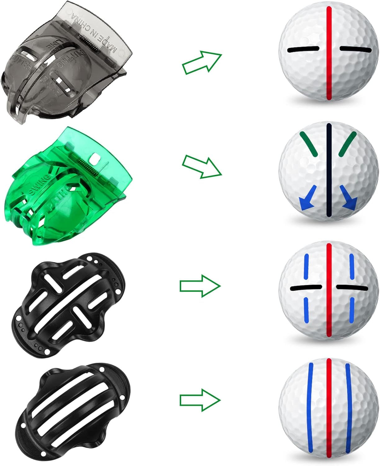 8 Pack Golf Ball Marker Liner Drawing Marker, 4 Golf Ball Marker Stencil and 4 Color Golf Ball Markers, Golf Ball Line Marker Tool, Golf Ball Alignment Marking Tool for the Golfer