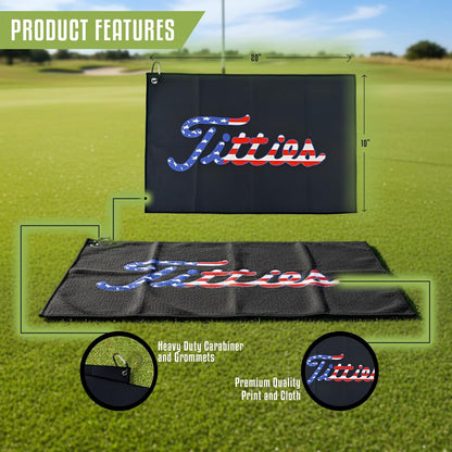 Titties Golf Towel – Funny Golf Towel for Bags, Funny Gift Microfiber Golf Bag Towel, USA Parody, Golf Accessories for Men, Bag Accessories